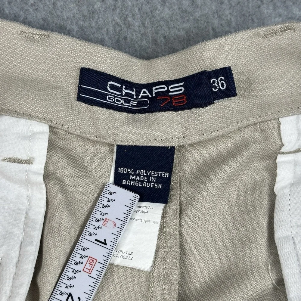 Chaps Golf 78 Khaki Performance Shorts Mens 36 Flat Front Polyester 9